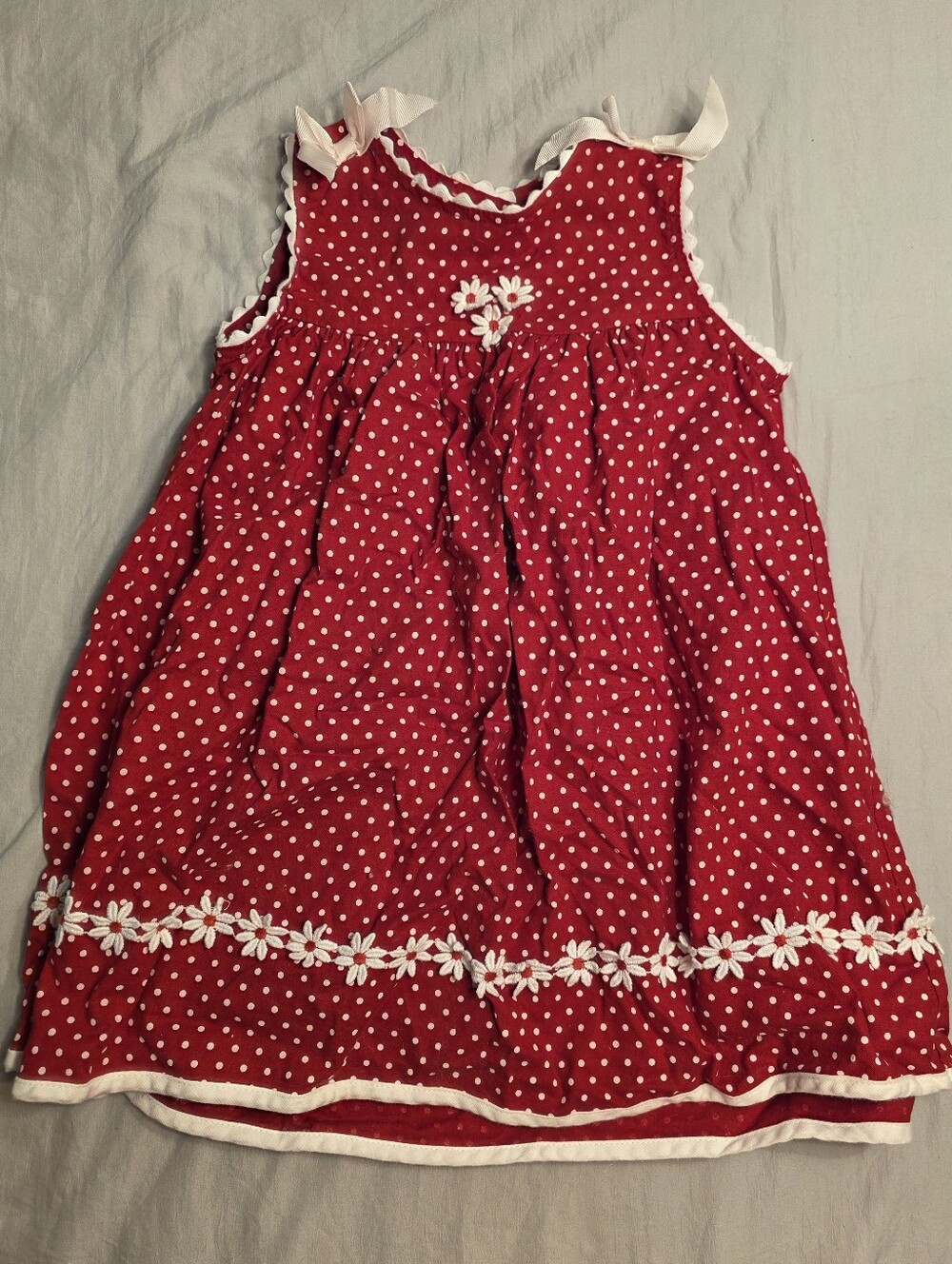 Girls Vintage 2000s Red Polka Dot Daisy Dress
